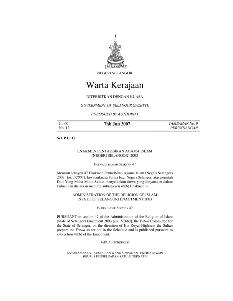 Imbasan halaman 1 daripada 2 — Bayaran Zakat Kumpulan Wang Simpanan Pekerja (KWSP) Sejurus Pengeluaran-Satu Alternatif.