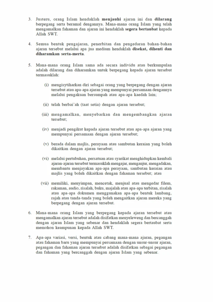 Imbasan halaman 6 daripada 7 — Fatwa Ajaran Ilmu Syahadah, Zikir Nafas dan Lain-lain Yang Berkaitan Dengan Kedua-duanya Oleh Ismail Bin Kassim Dari Pertubuhan Rahmatan Lil Alamin (PERAHMAT) Atau Seumpamanya