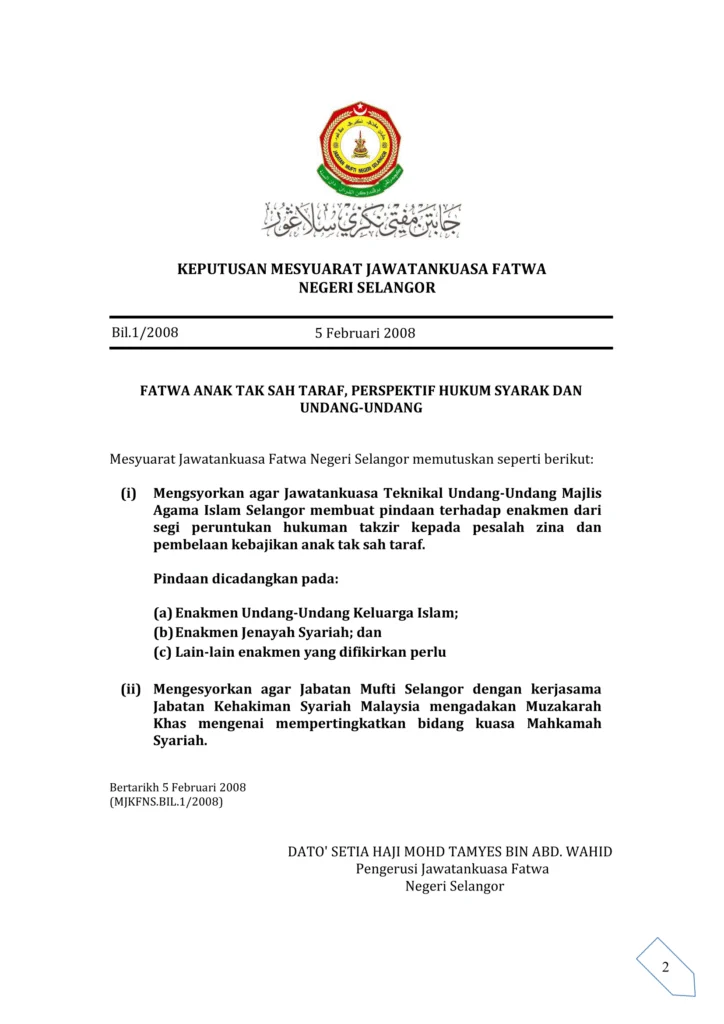 Imbasan halaman 1 daripada 1 — Fatwa Anak Tak Sah Taraf, Perspektif Hukum Syarak Dan Undang-Undang