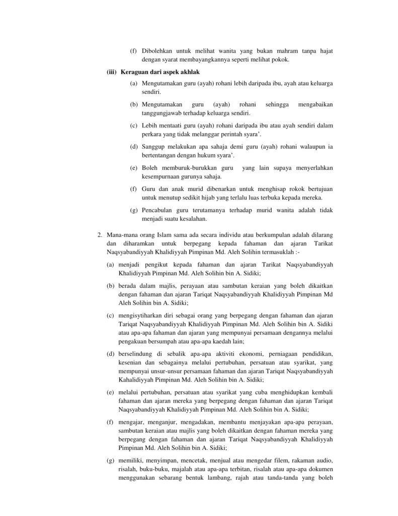 Imbasan halaman 3 daripada 4 — Fatwa Fahaman Tarikat Naqsyabandiyyah Khalidiyyah Di Bawah Pimpinan Md. Aleh Solihin Bin A.Sidiki