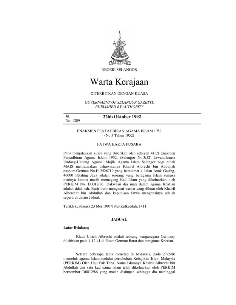Imbasan halaman 1 daripada 4 — Fatwa Harta Pusaka