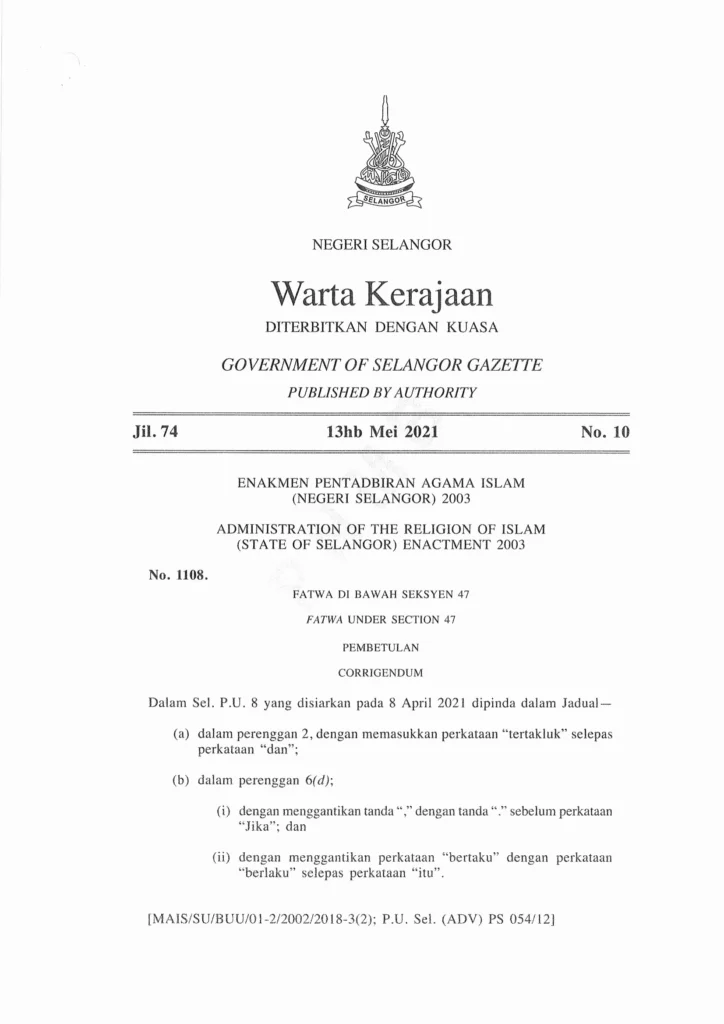 Imbasan halaman 1 daripada 1 — Fatwa Hibah (Pembetulan)