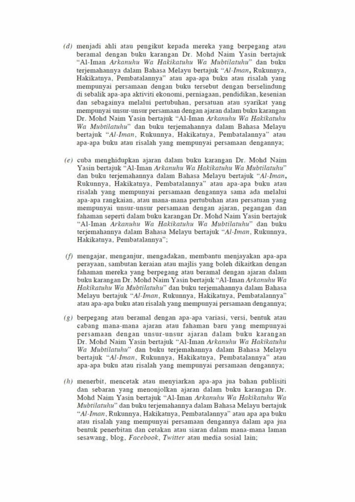 Imbasan halaman 3 daripada 4 — Fatwa Hukum Buku Karangan Dr. Mohd Naim Yasin Bertajuk “Al-Iman Arkanuhu Wa Hakikatuhu Wa Mubtilatuhu” dan Buku Terjemahan