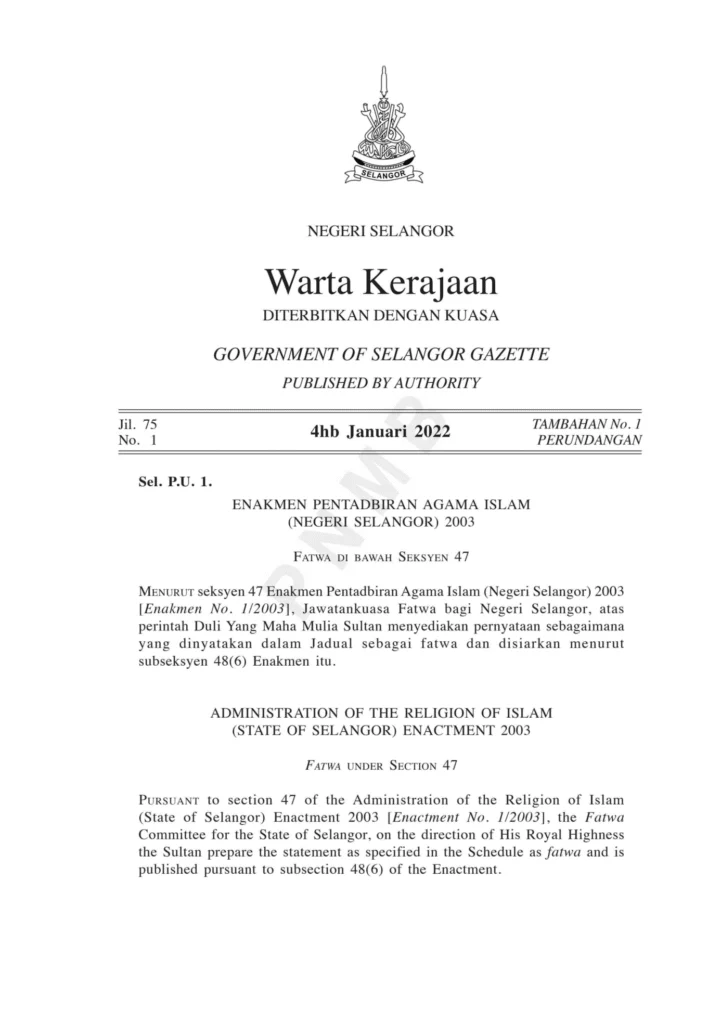 Imbasan halaman 1 daripada 2 — Fatwa Hukum Pendengaran Prosiding Kes Mal Mahkamah Syariah Melalui Teknologi Komunikasi Jarak Jauh