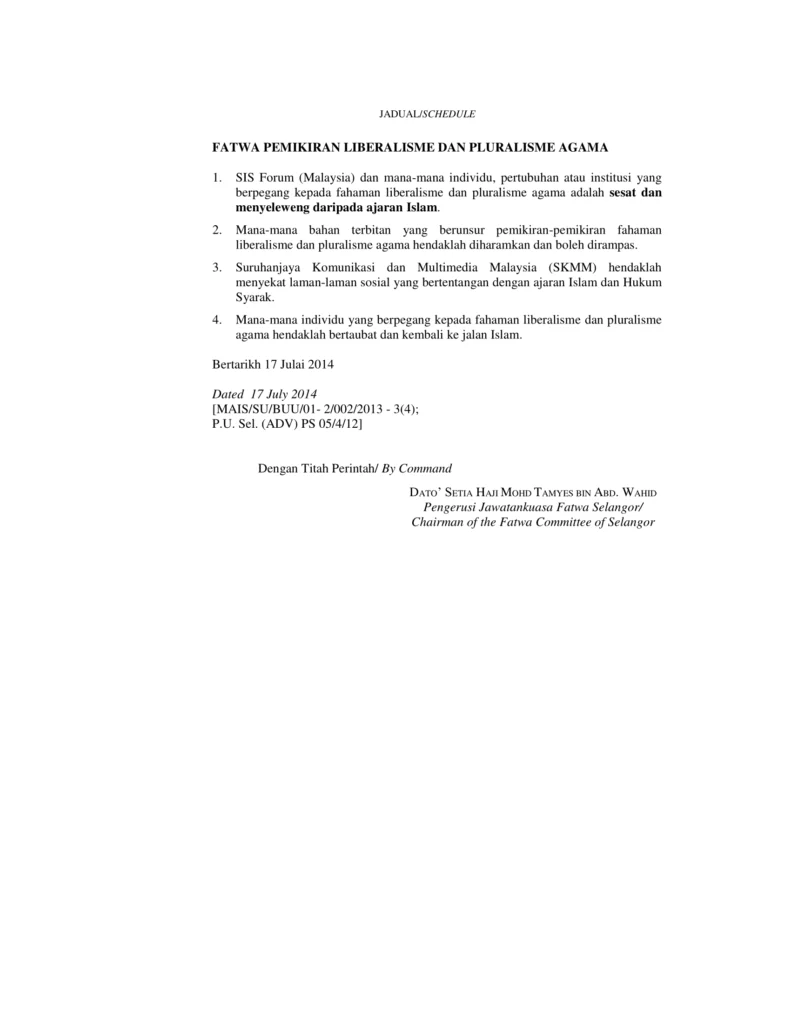 Imbasan halaman 2 daripada 2 — Fatwa Pemikiran Liberalisme Dan Pluralisme Agama