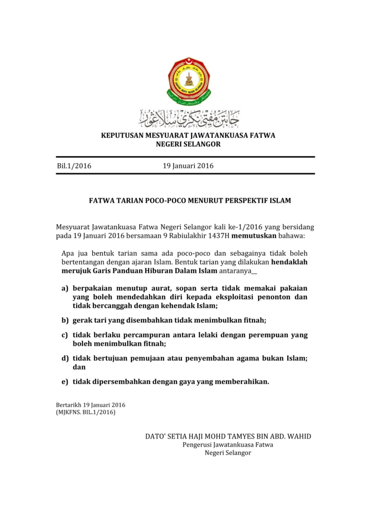 Imbasan halaman 1 daripada 1 — Fatwa Tarian Poco-poco Menurut Perspektif Islam
