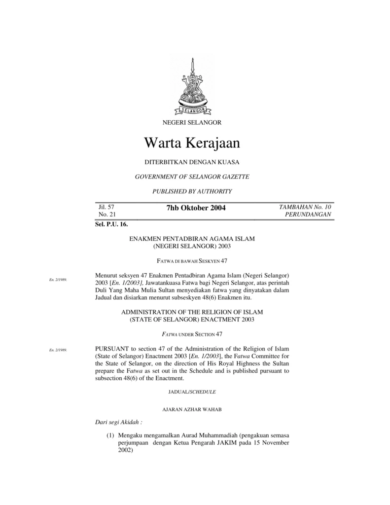 Imbasan halaman 1 daripada 3 — Fatwa Tentang Ajaran Azhar Wahab