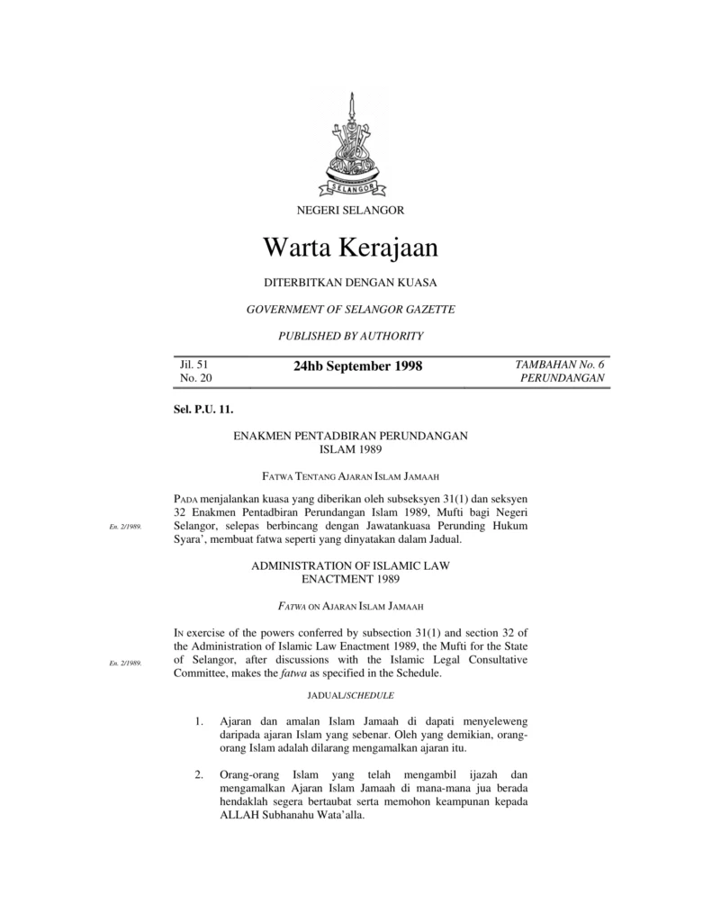 Imbasan halaman 1 daripada 2 — Fatwa Tentang Ajaran Islam Jamaah.