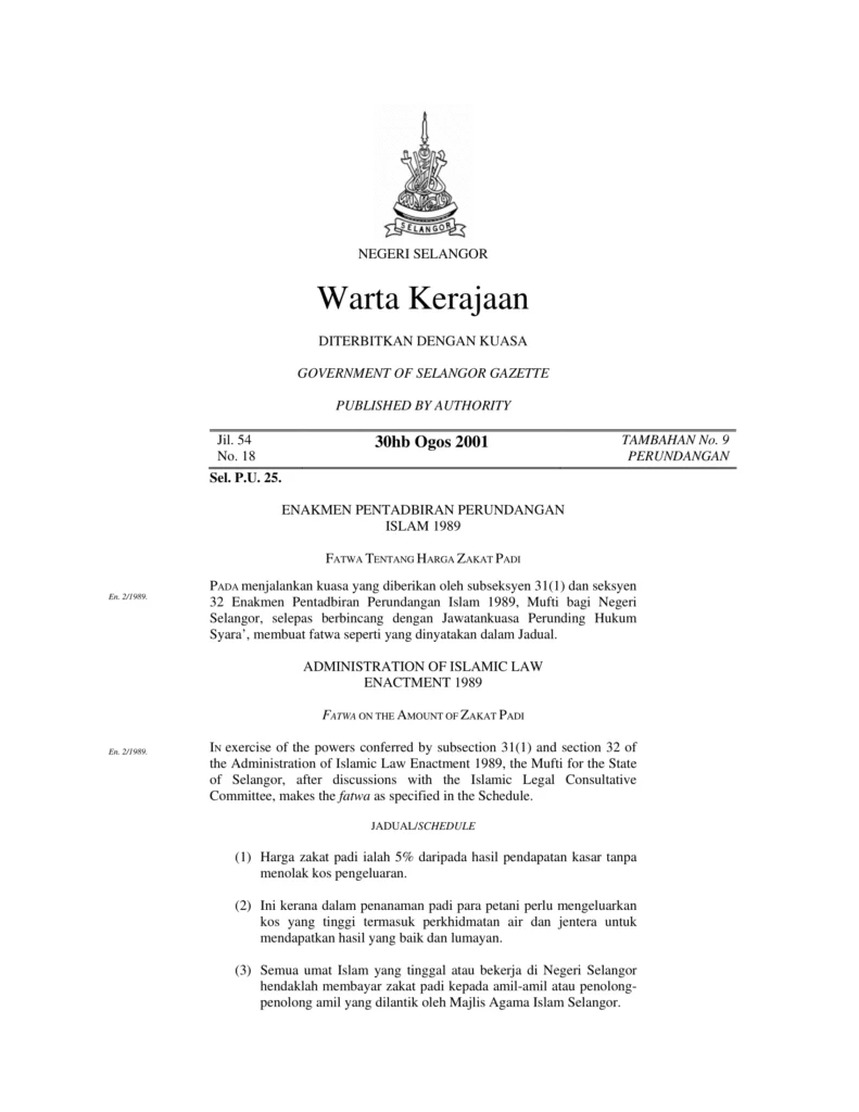 Imbasan halaman 1 daripada 2 — Fatwa Tentang Harga Zakat Padi