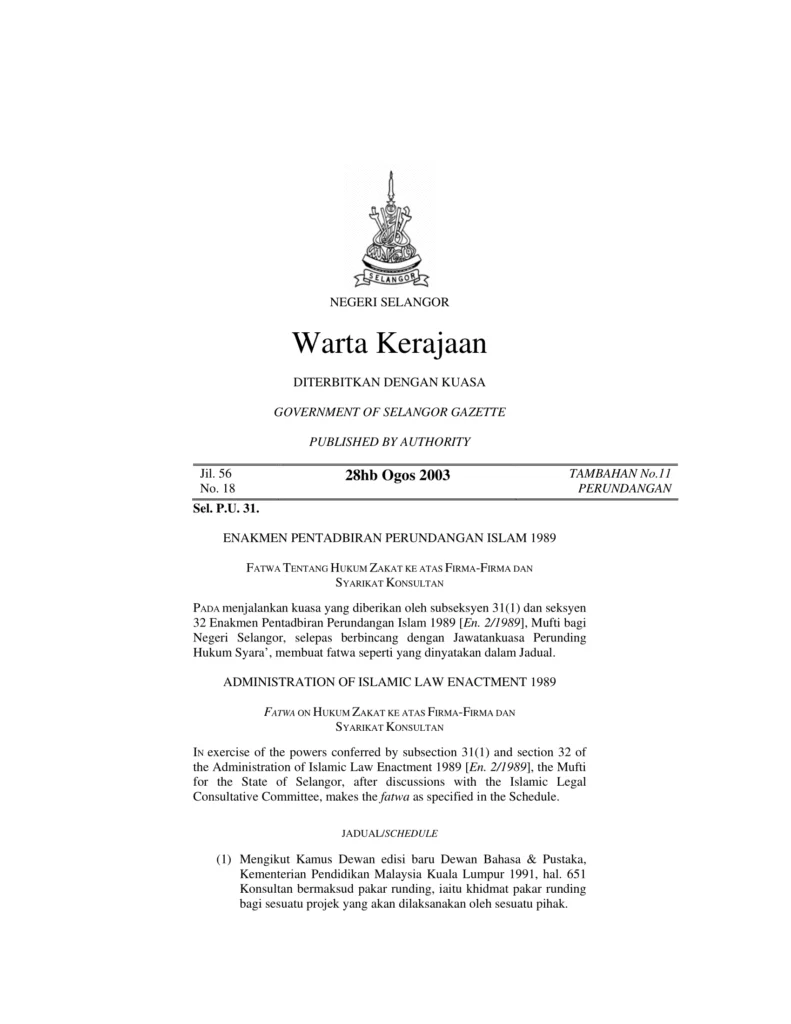 Imbasan halaman 1 daripada 3 — Fatwa Tentang Hukum Zakat Ke Atas Firma-Firma Dan Syarikat Konsultan