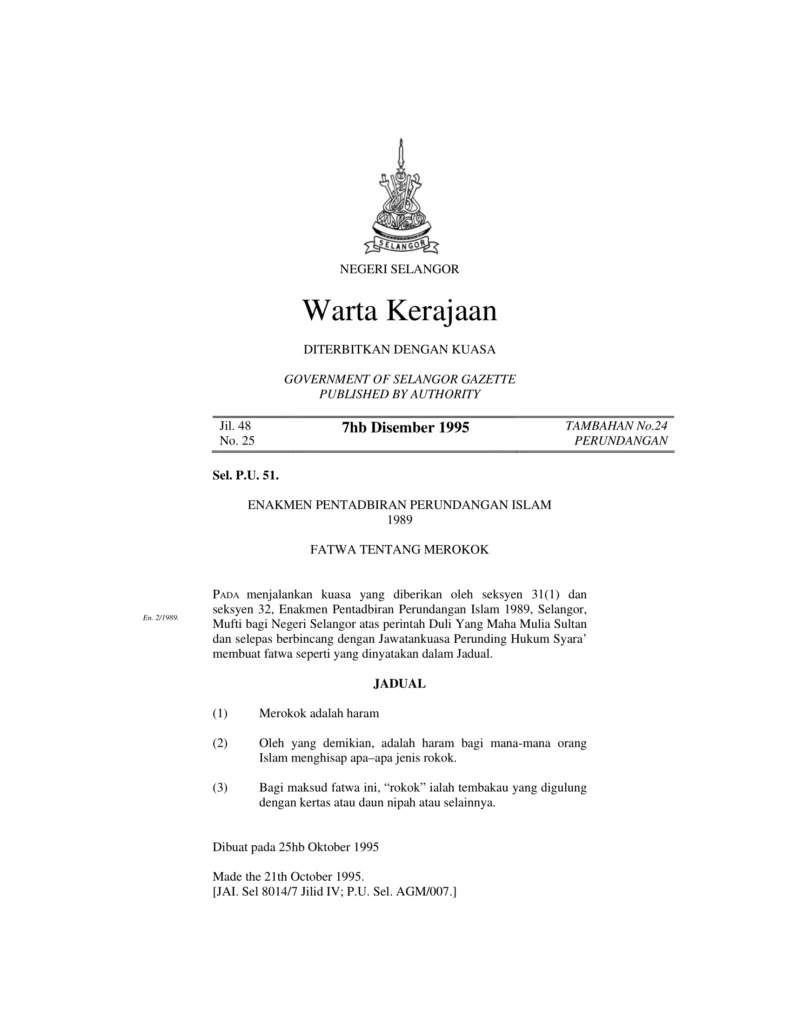 Imbasan halaman 1 daripada 2 — Fatwa Tentang Merokok