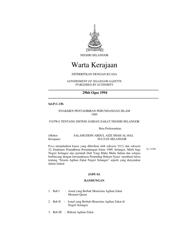 Imbasan halaman 1 daripada 13 — Fatwa Tentang Sistem Agihan Zakat Negeri Selangor