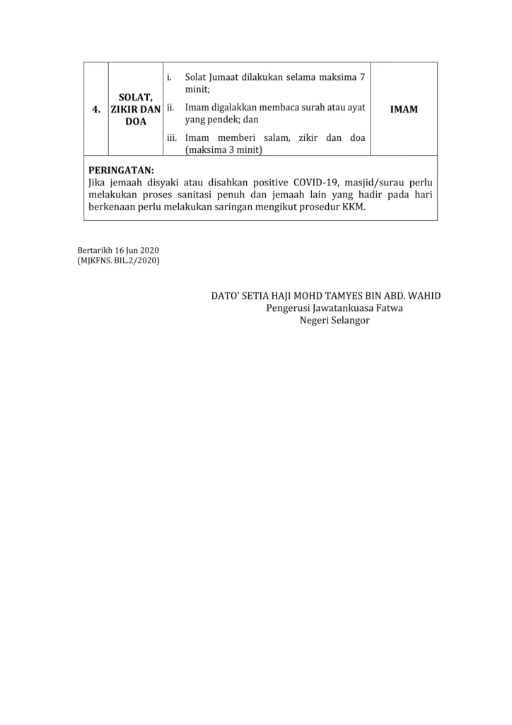 Imbasan halaman 4 daripada 4 — Pandangan Hukun Syarak; Garis Panduan Solat Jumaat Dalam Tempoh Perintah Kawalan Pergerakan Bersyarat (PKPB) Covid-19