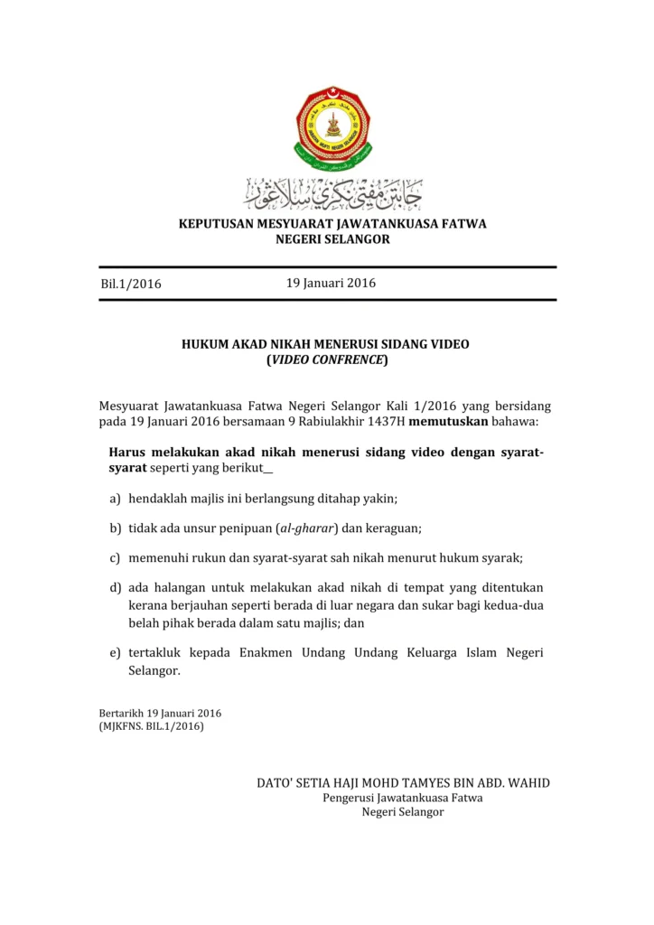 Imbasan halaman 1 daripada 1 — Hukum Akad Nikah Menerusi Sidang Video (Video Conference)