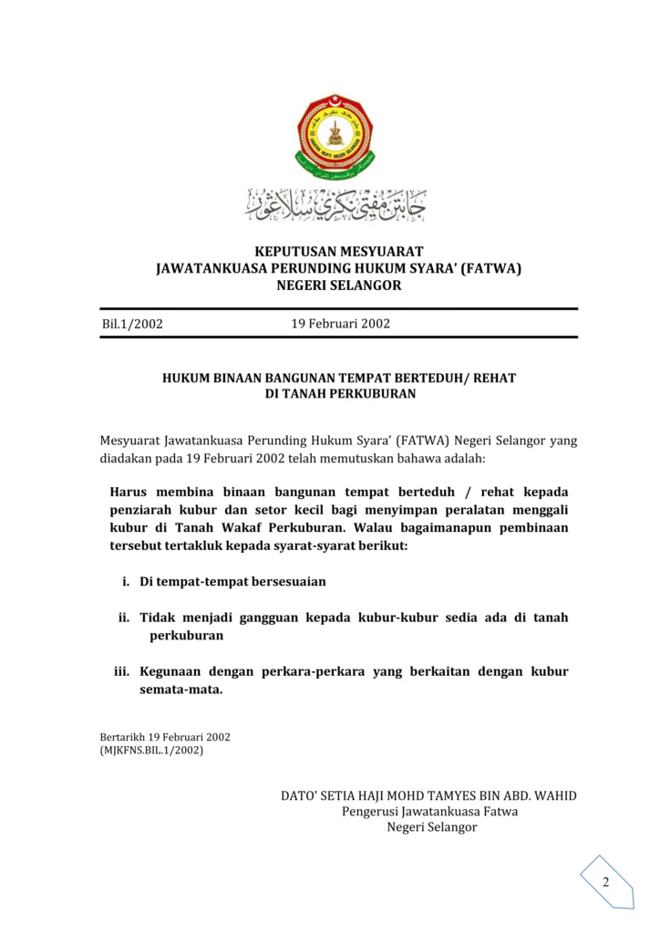 Imbasan halaman 1 daripada 1 — Hukum Binaan Bangunan Tempat Berteduh/ Rehat Di Tanah Perkuburan