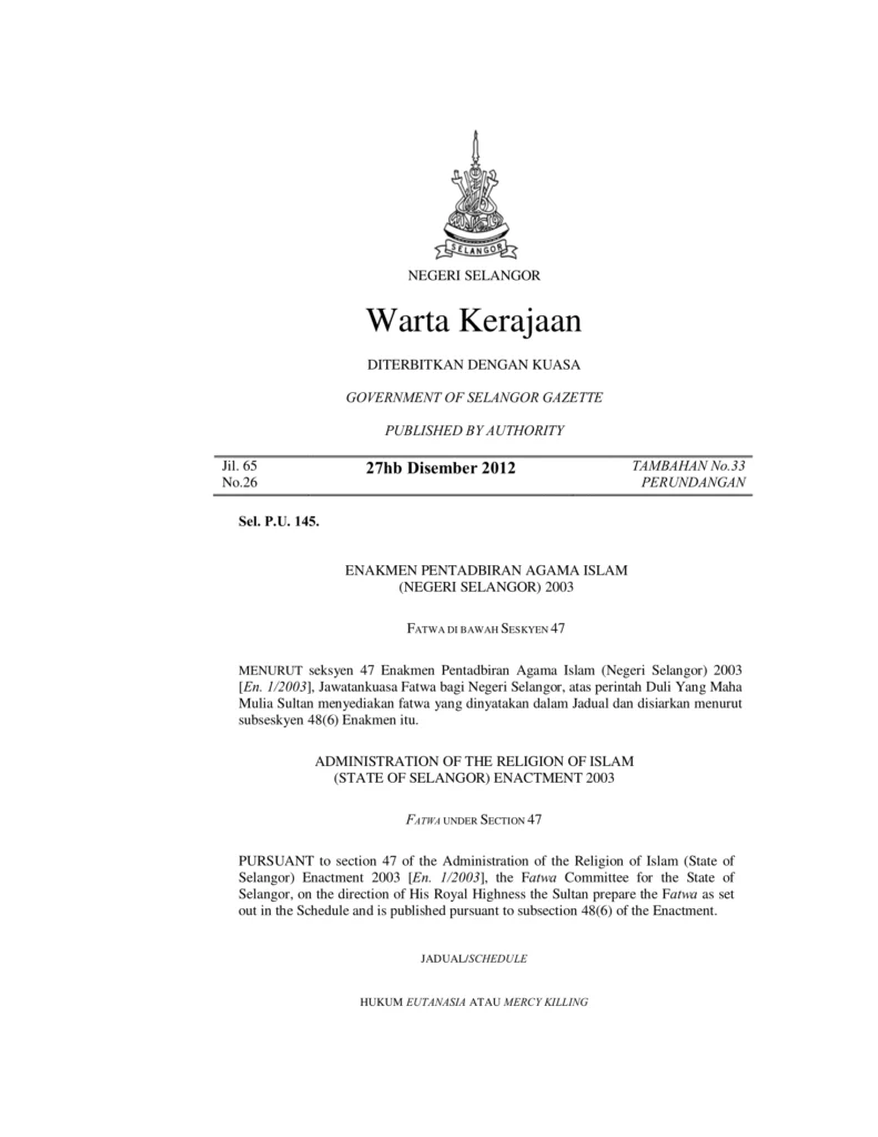 Imbasan halaman 1 daripada 2 — Hukum Eutanasia Mercy Killing