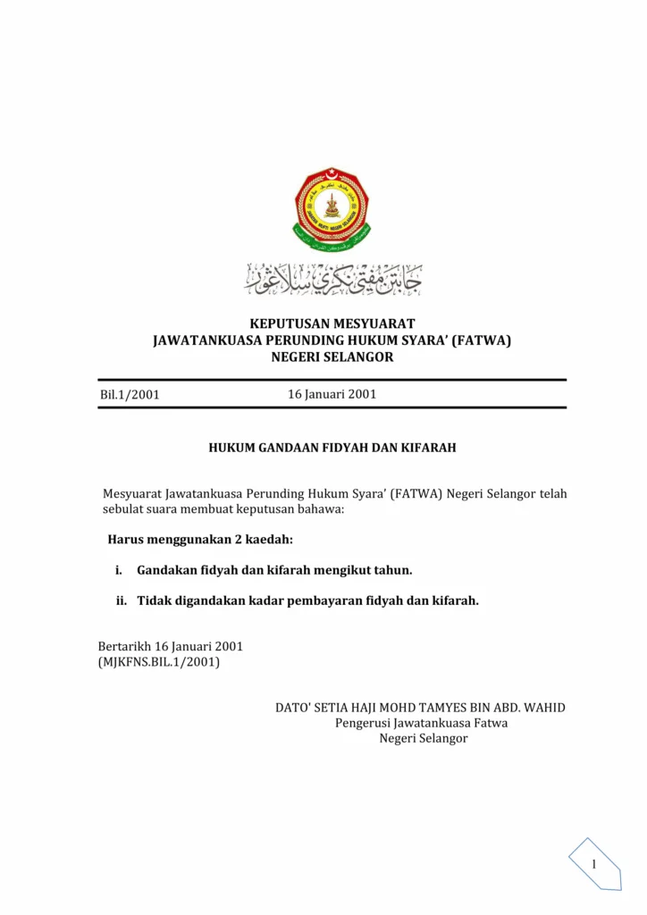 Imbasan halaman 1 daripada 1 — Hukum Gandaan Fidyah dan Kifarah
