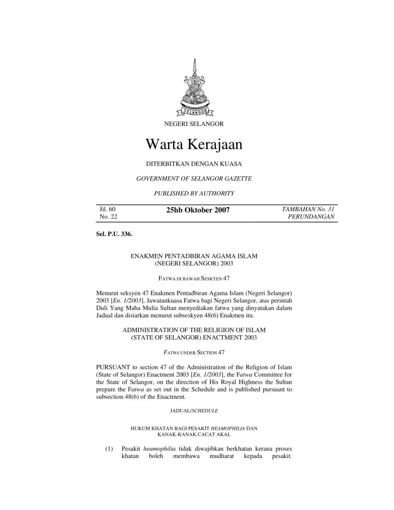 Imbasan halaman 1 daripada 2 — Hukum Khatan Bagi Pesakit Heamophilia dan Kanak-Kanak Cacat Akal