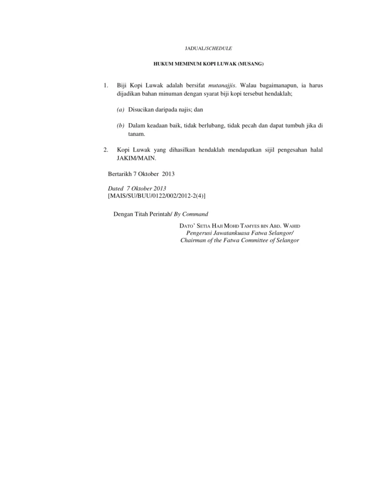 Imbasan halaman 2 daripada 2 — Hukum Meminum Kopi Luwak (Musang)