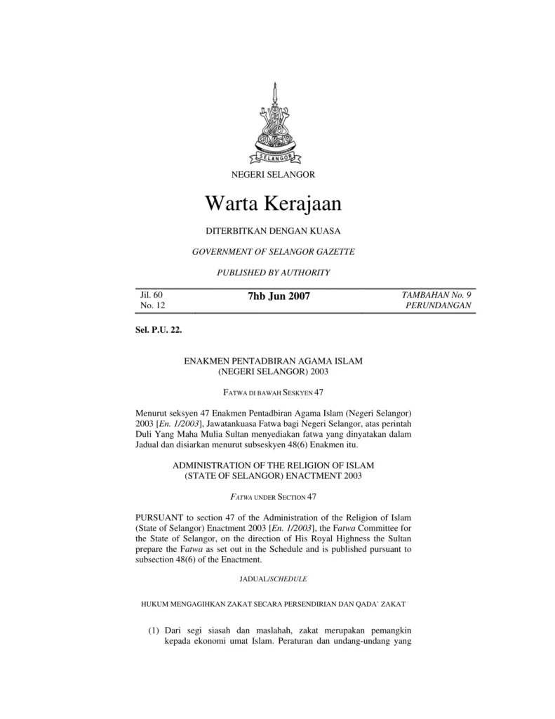 Imbasan halaman 1 daripada 2 — Hukum Mengagihkan Zakat Secara Persendirian Dan Qada’ Zakat