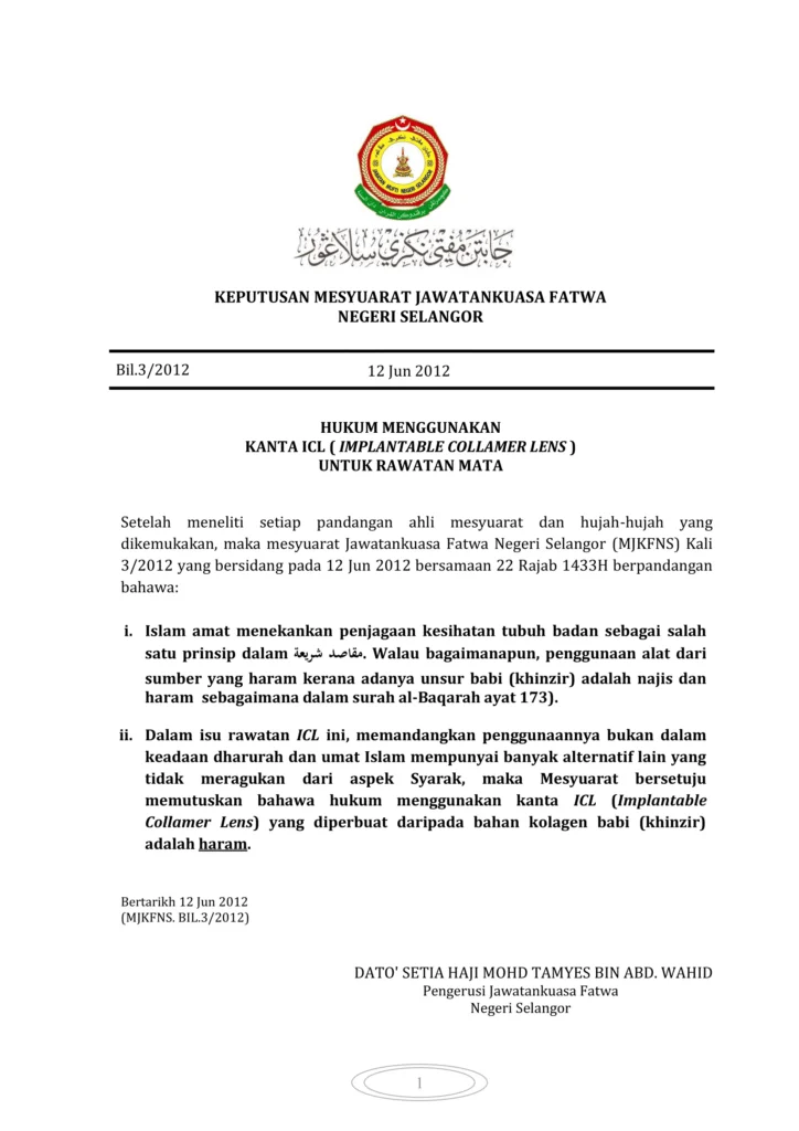 Imbasan halaman 1 daripada 1 — Hukum Menggunakan Kanta ICL (Implantable Collamer Lens) untuk Rawatan Mata