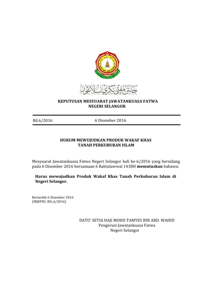 Imbasan halaman 1 daripada 1 — Hukum Mewujudkan Produk Wakaf Khas Tanah Perkuburan Islam