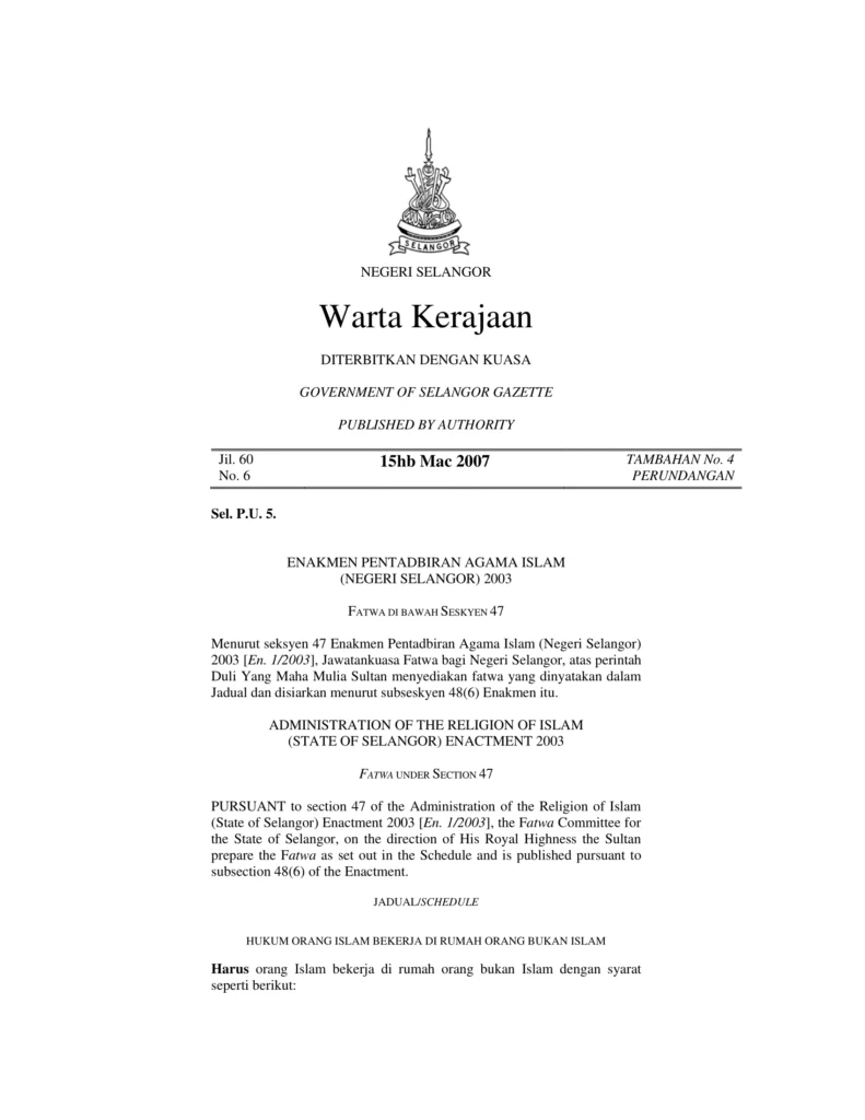 Imbasan halaman 1 daripada 2 — Hukum Orang Islam Bekerja Di Rumah Orang Bukan Islam.