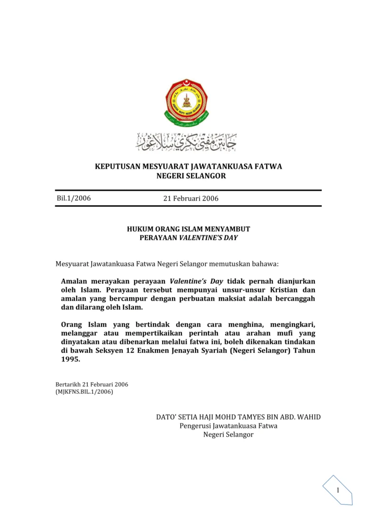Imbasan halaman 1 daripada 1 — Hukum Orang Islam Menyambut Perayaan Valentine’s Day