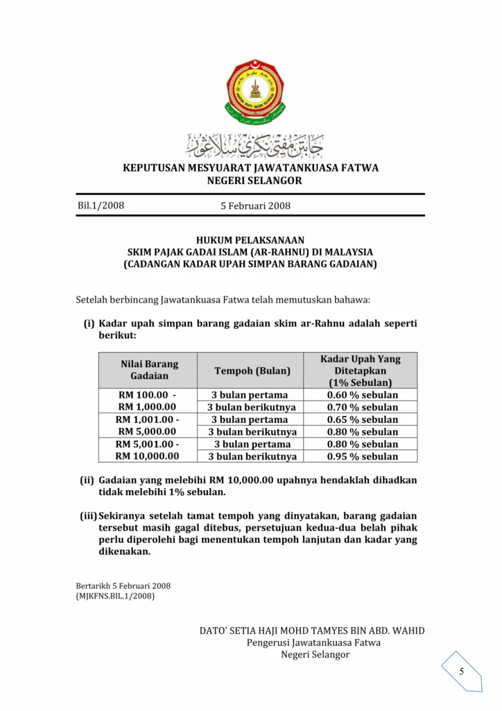 Imbasan halaman 1 daripada 1 — Hukum Pelaksanaan Skim Pajak Gadai Islam (Ar-Rahnu) Di Malaysia (Cadangan Kadar Upah Simpan Barang Gadaian)