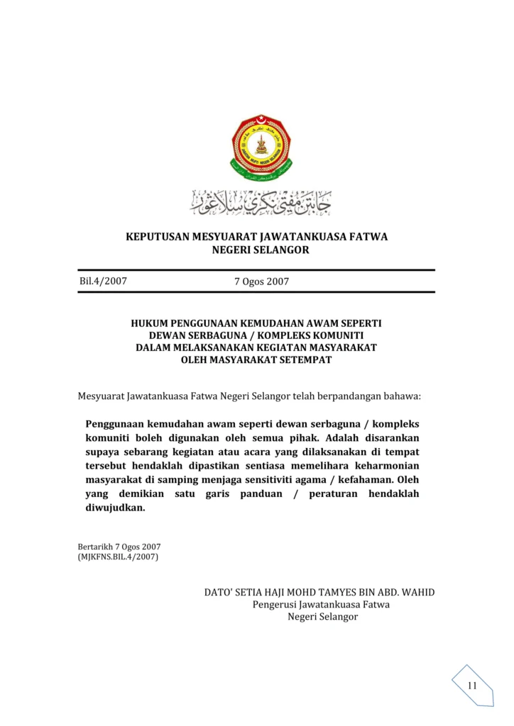 Imbasan halaman 1 daripada 1 — Hukum Penggunaan Kemudahan Awam Seperti Dewan Serbaguna / Kompleks Komuniti Dalam Melaksanakan Kegiatan Masyarakat Oleh Masyarakat Setempat