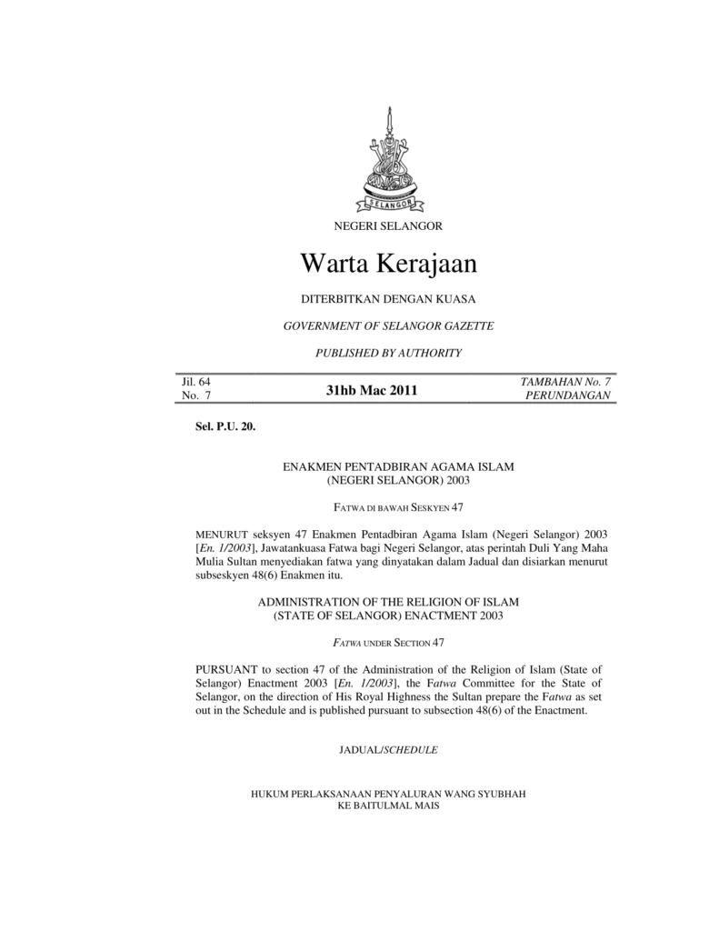 Imbasan halaman 1 daripada 2 — Hukum Perlaksanaan Penyaluran Wang Syubhah Ke Baitulmal MAIS