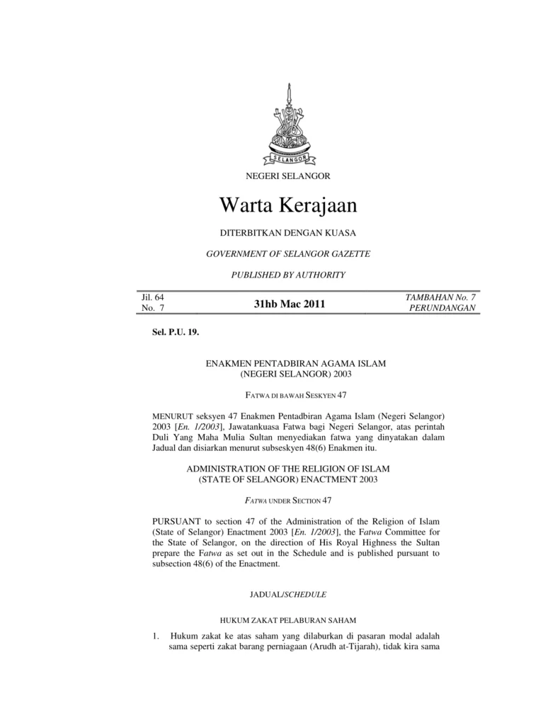 Imbasan halaman 1 daripada 6 — Hukum Zakat Pelaburan Saham
