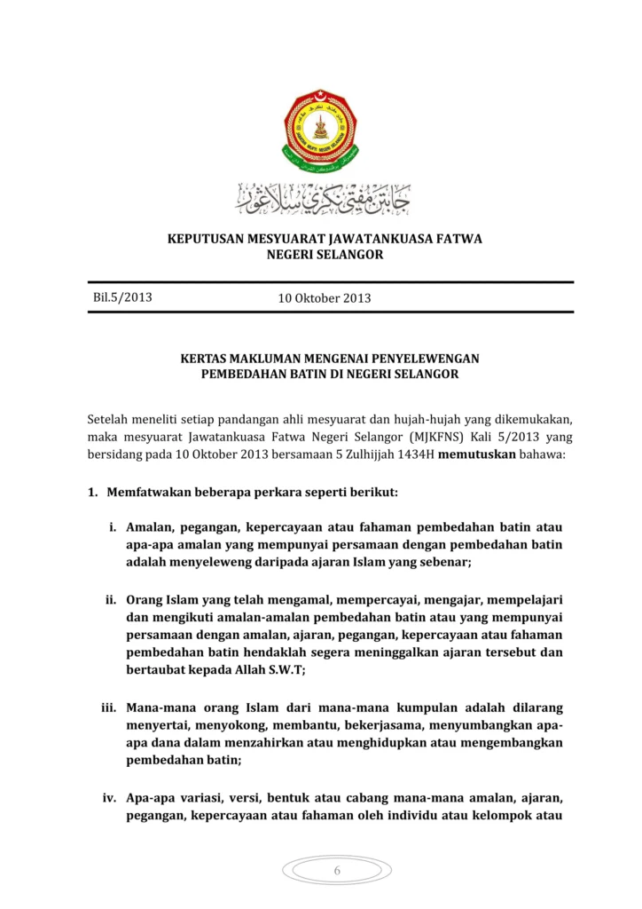 Imbasan halaman 1 daripada 2 — Kertas Makluman Mengenai Penyelewengan Pembedahan Batin Di Negeri Selangor