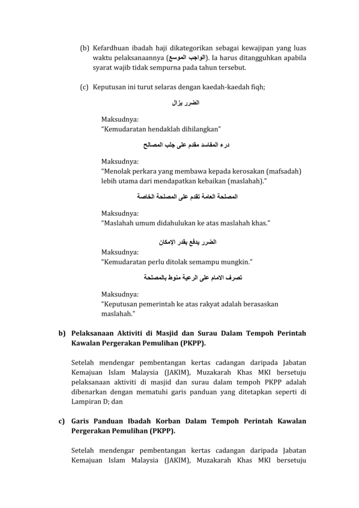 Imbasan halaman 2 daripada 3 — Pandangan Hukum Syarak Berkaitan Ibadah Haji, Aktiviti Masjid Dan Surau Serta Panduan Ibadah Korban Dalam Tempoh Perintah Kawalan Pergerakan Pemulihan (PKPP) Covid-19