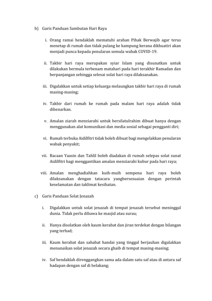 Imbasan halaman 3 daripada 4 — Pandangan Hukum Syarak Berkaitan Solat Berjemaah, Panduan Sambutan Hari Raya Dan Solat Jenazah Dalam Tempoh Pasca Perintah Kawalan Pergerakan (PKP) Covid-19