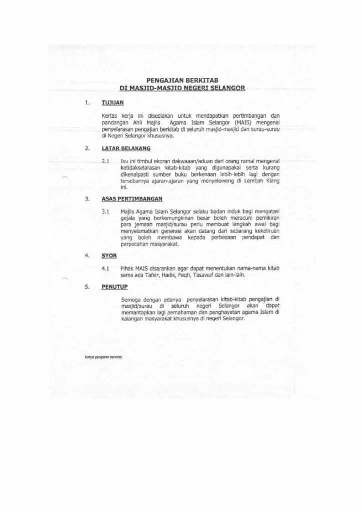 Imbasan halaman 2 daripada 7 — Senarai Kitab-Kitab Pengajian Untuk Masjid/Surau Seluruh Masjid